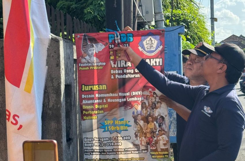 Satpol PP Kota Denpasar Tertibkan Puluhan Media Iklan Tanpa Izin